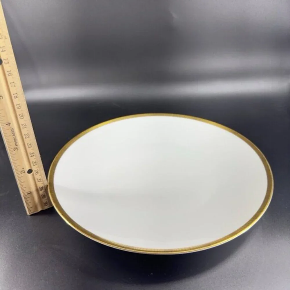 Rosenthal Germany 3680 White Gold Band Black Lines Dish Plate 9.75Inch Set 3 VTG